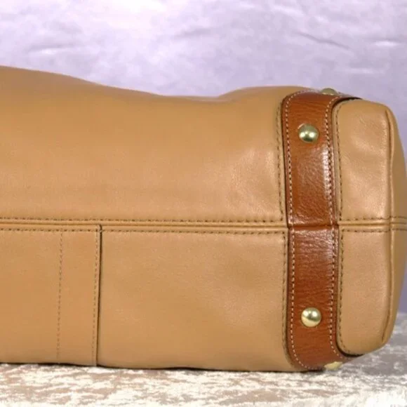 Coach Leather Hobo Shoulder Bag Tan Brown Brass Hardware NWOT - Picture 5 of 15